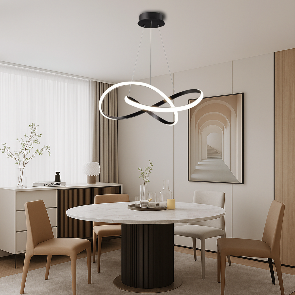 Camara - Lampada a sospensione moderna per sala da pranzo in alluminio nero