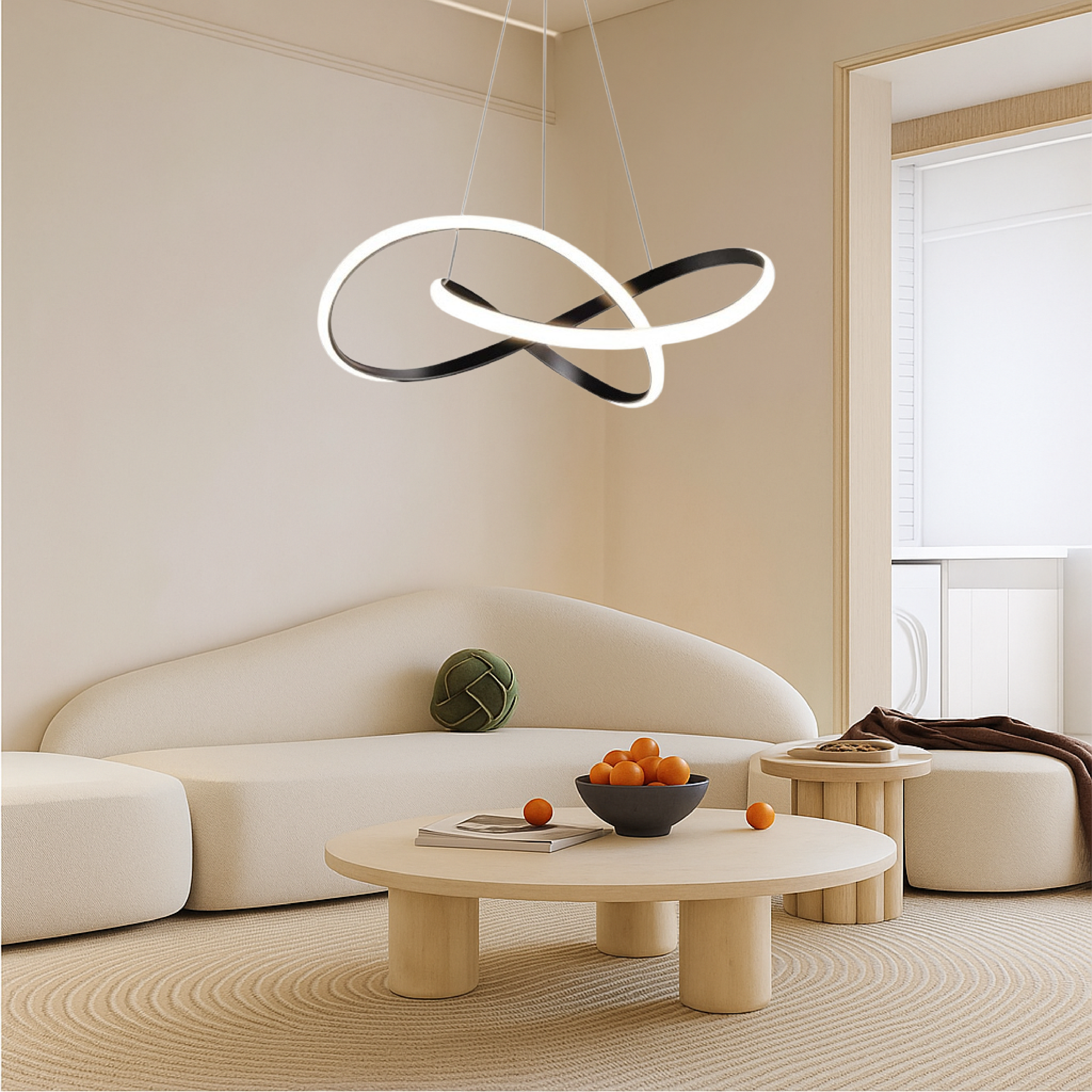 Camara - Lampada a sospensione moderna per sala da pranzo in alluminio nero