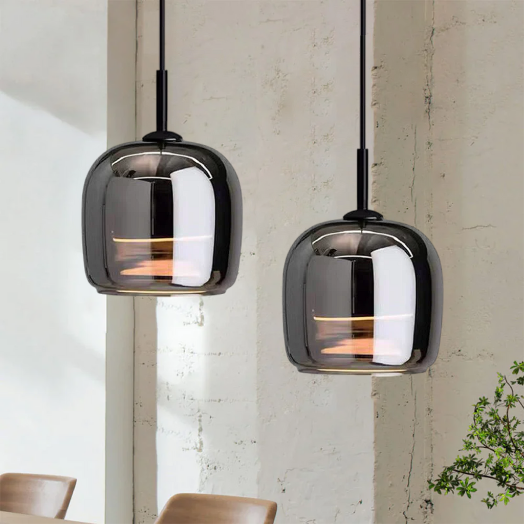 Lampada a sospensione in vetro nero nordico - Lampada moderna per isola cucina e sala da pranzo