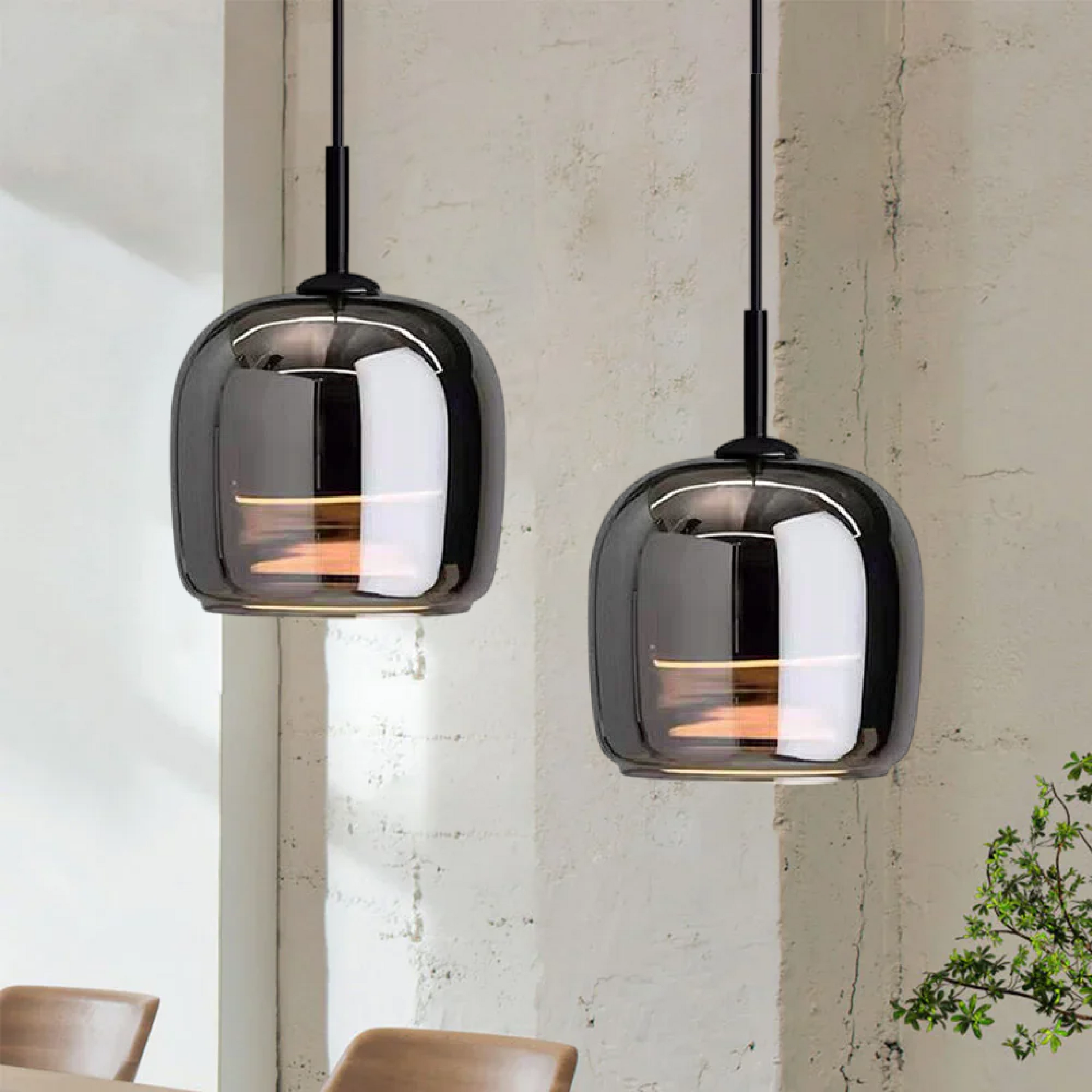 Lampada a sospensione in vetro nero nordico - Lampada moderna per isola cucina e sala da pranzo