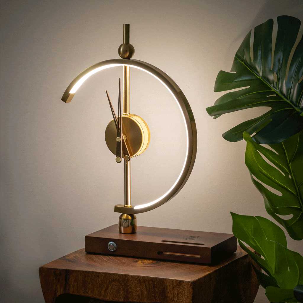 Orologio di design con lampada LED e ricarica integrata