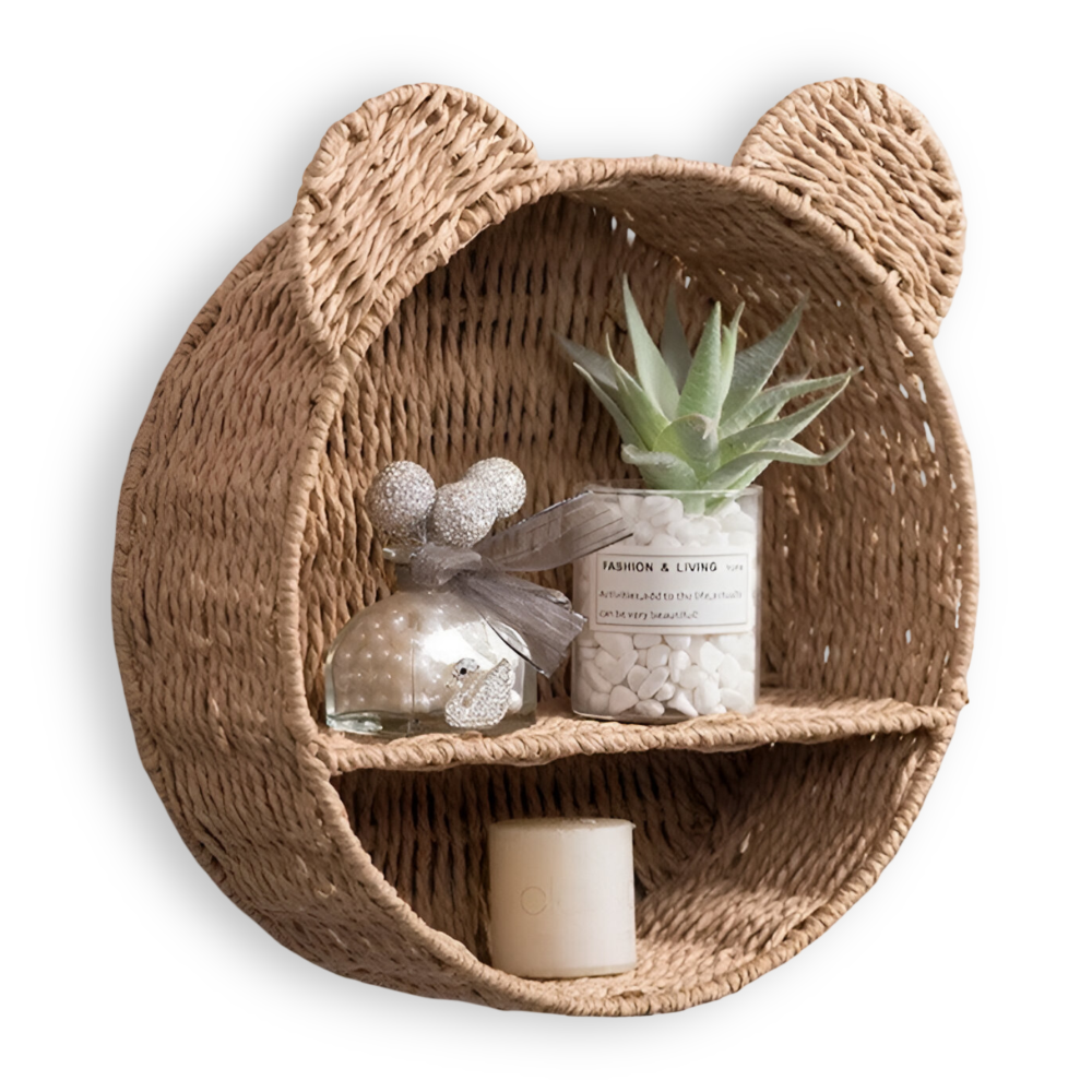 RattaZoo Shelf – Mensola a Muro in Rattan a Forma di Animale Fatta a Mano