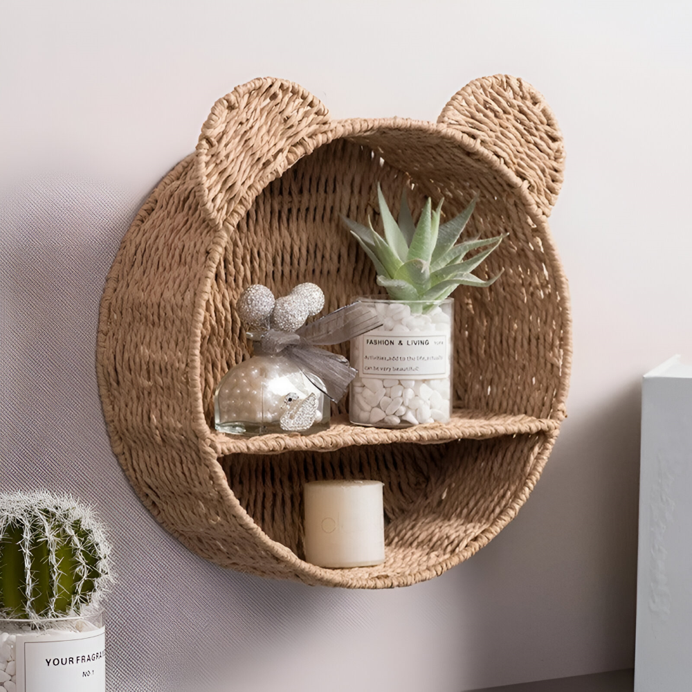 RattaZoo Shelf – Mensola a Muro in Rattan a Forma di Animale Fatta a Mano