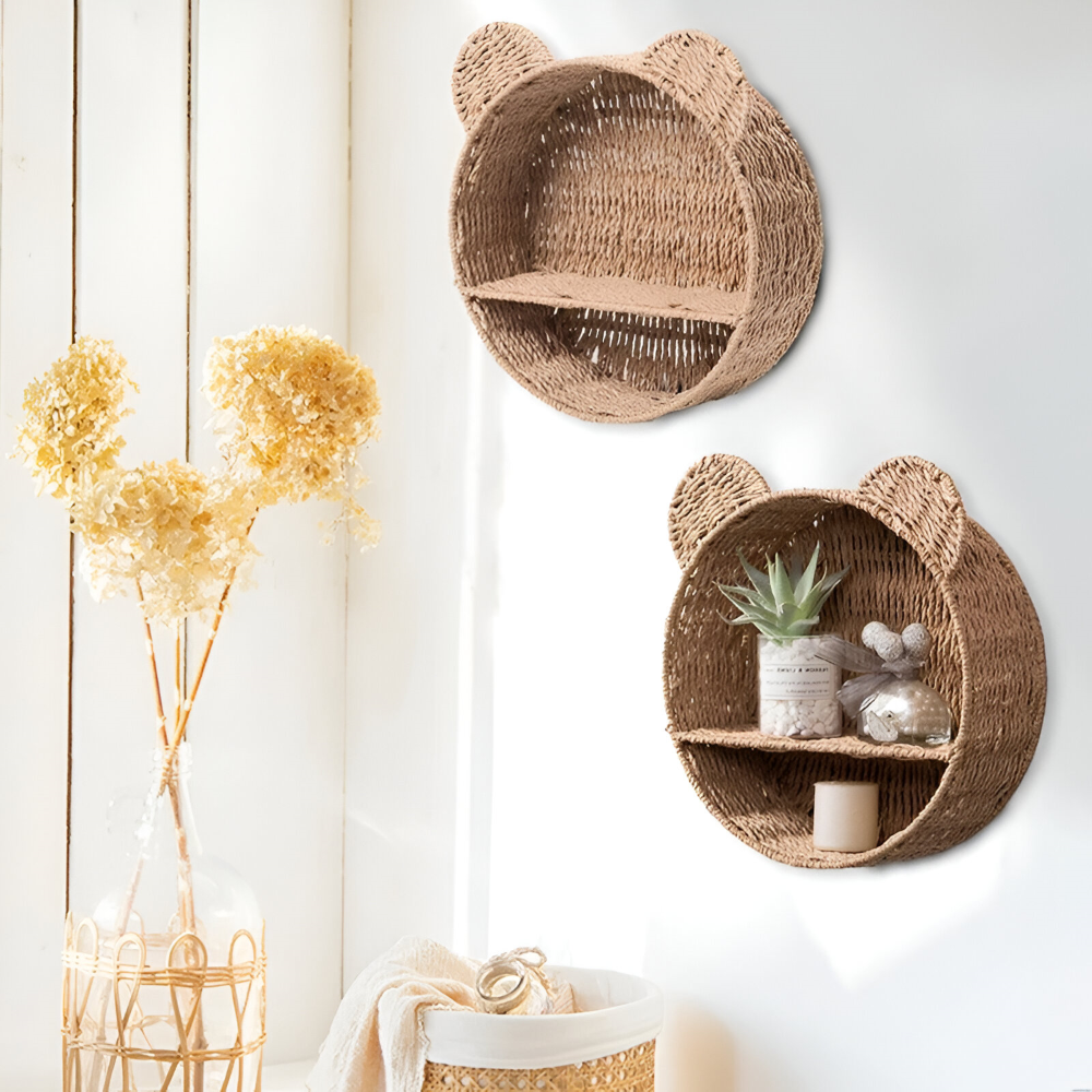 RattaZoo Shelf – Mensola a Muro in Rattan a Forma di Animale Fatta a Mano