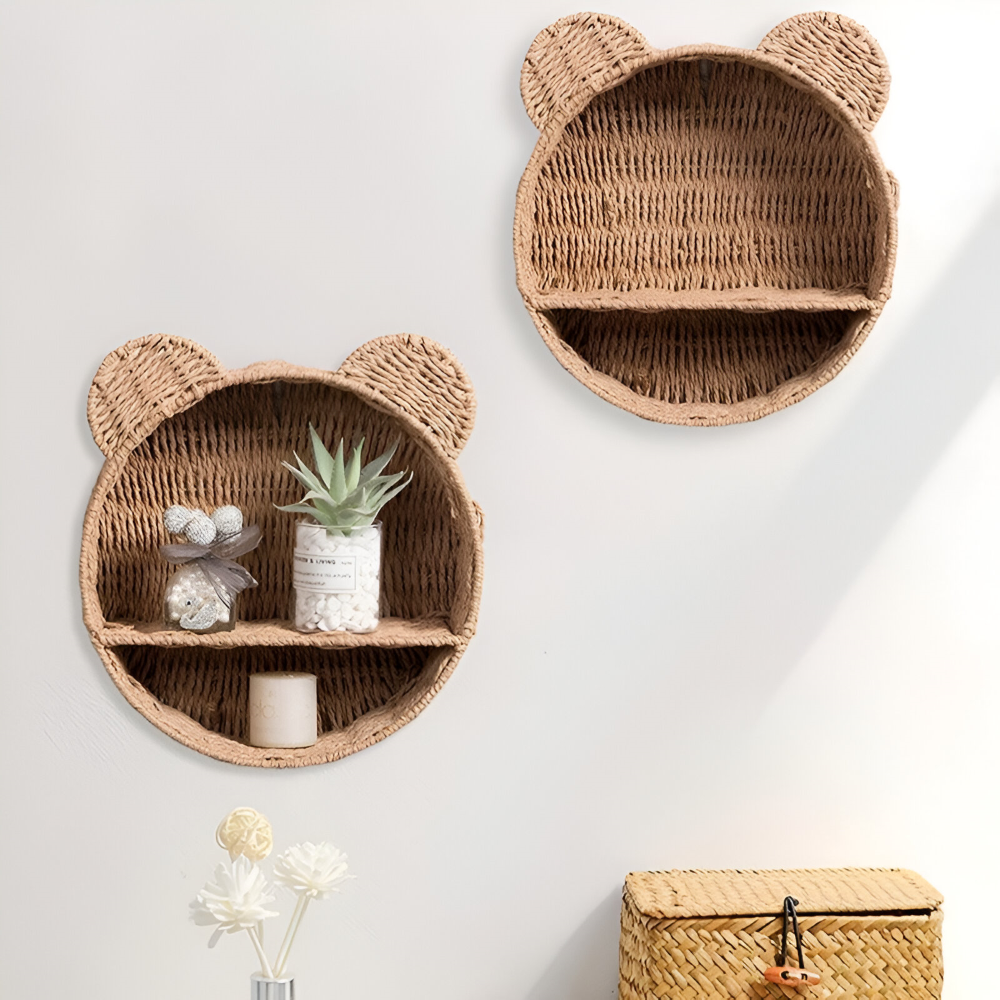 RattaZoo Shelf – Mensola a Muro in Rattan a Forma di Animale Fatta a Mano