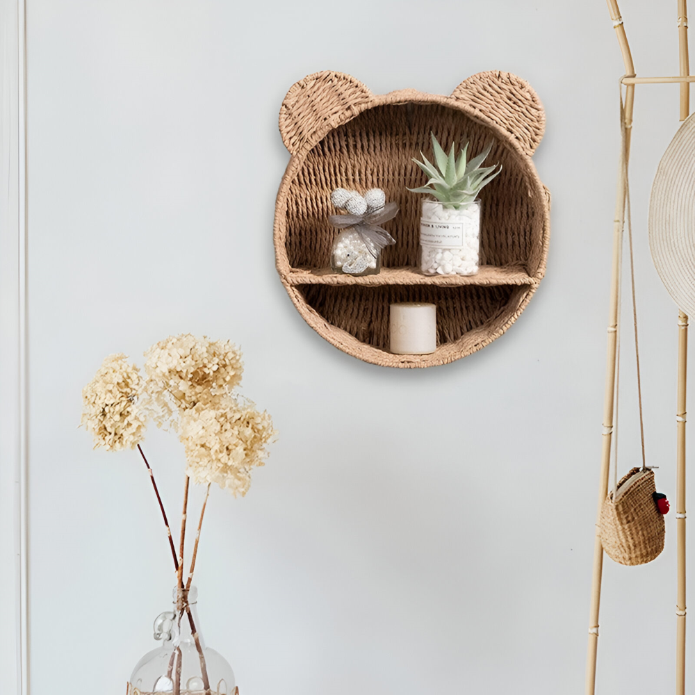RattaZoo Shelf – Mensola a Muro in Rattan a Forma di Animale Fatta a Mano