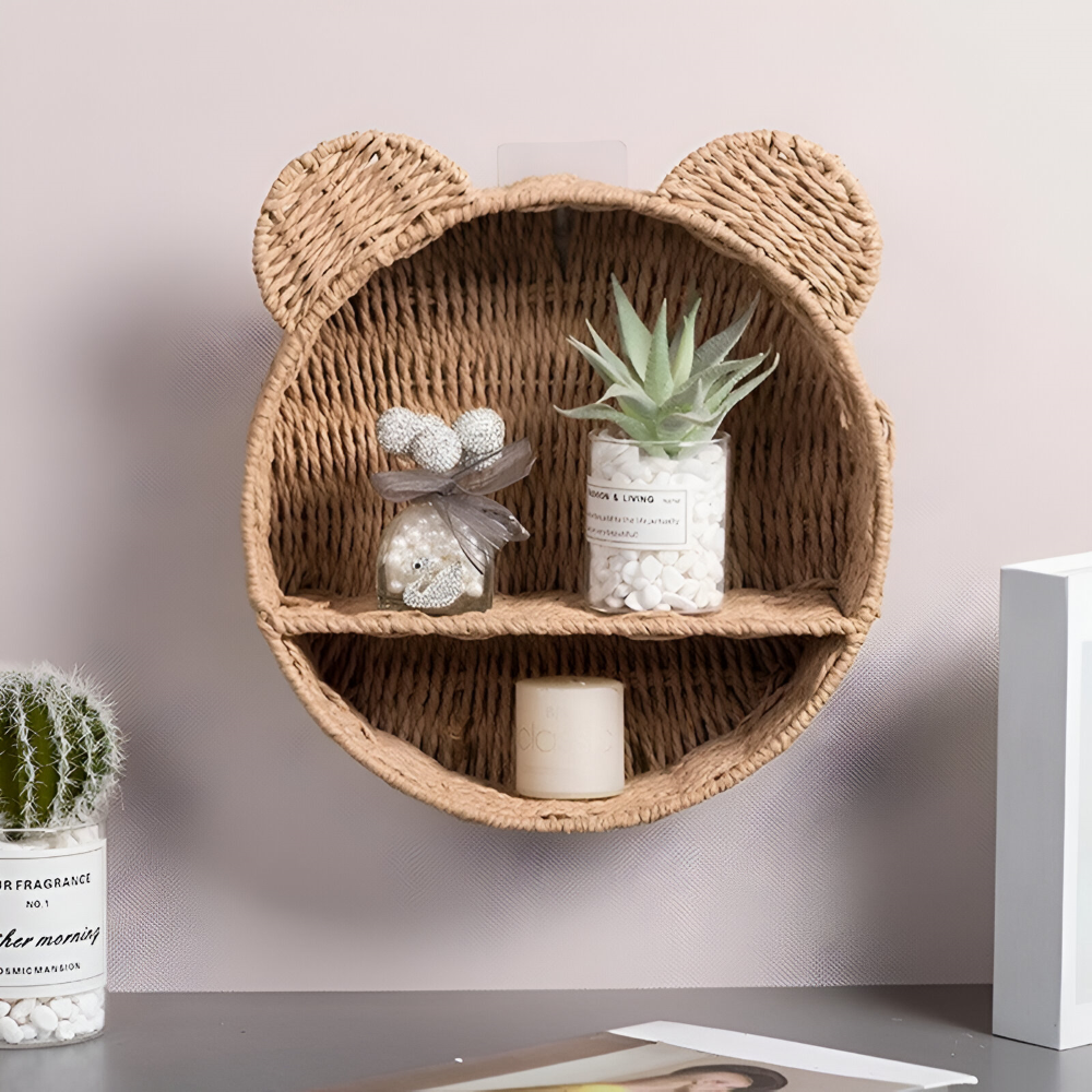 RattaZoo Shelf – Mensola a Muro in Rattan a Forma di Animale Fatta a Mano