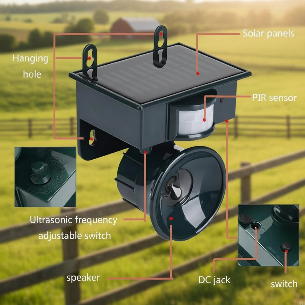 GARDEN GUARD – Dispositivo di allontanamento degli uccelli ad ultrasuoni per giardini e aree esterne