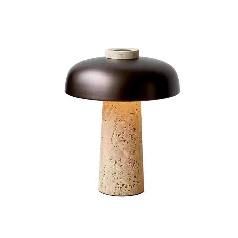 LjusHarmoni – Lampada da tavolo naturale in travertino con design scandinavo Wabi-Sabi