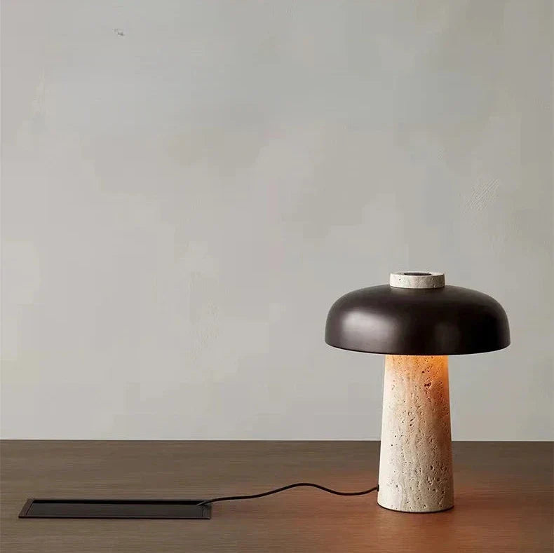 LjusHarmoni – Lampada da tavolo naturale in travertino con design scandinavo Wabi-Sabi