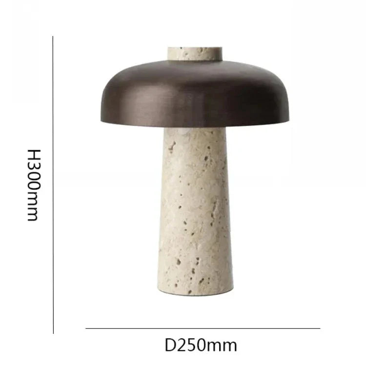 LjusHarmoni – Lampada da tavolo naturale in travertino con design scandinavo Wabi-Sabi