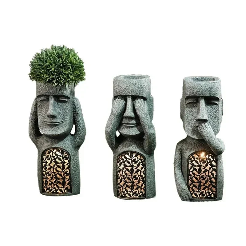 Statua di Pasqua, vaso fiorito – Illuminazione LED – per esterni – decorazione da giardino