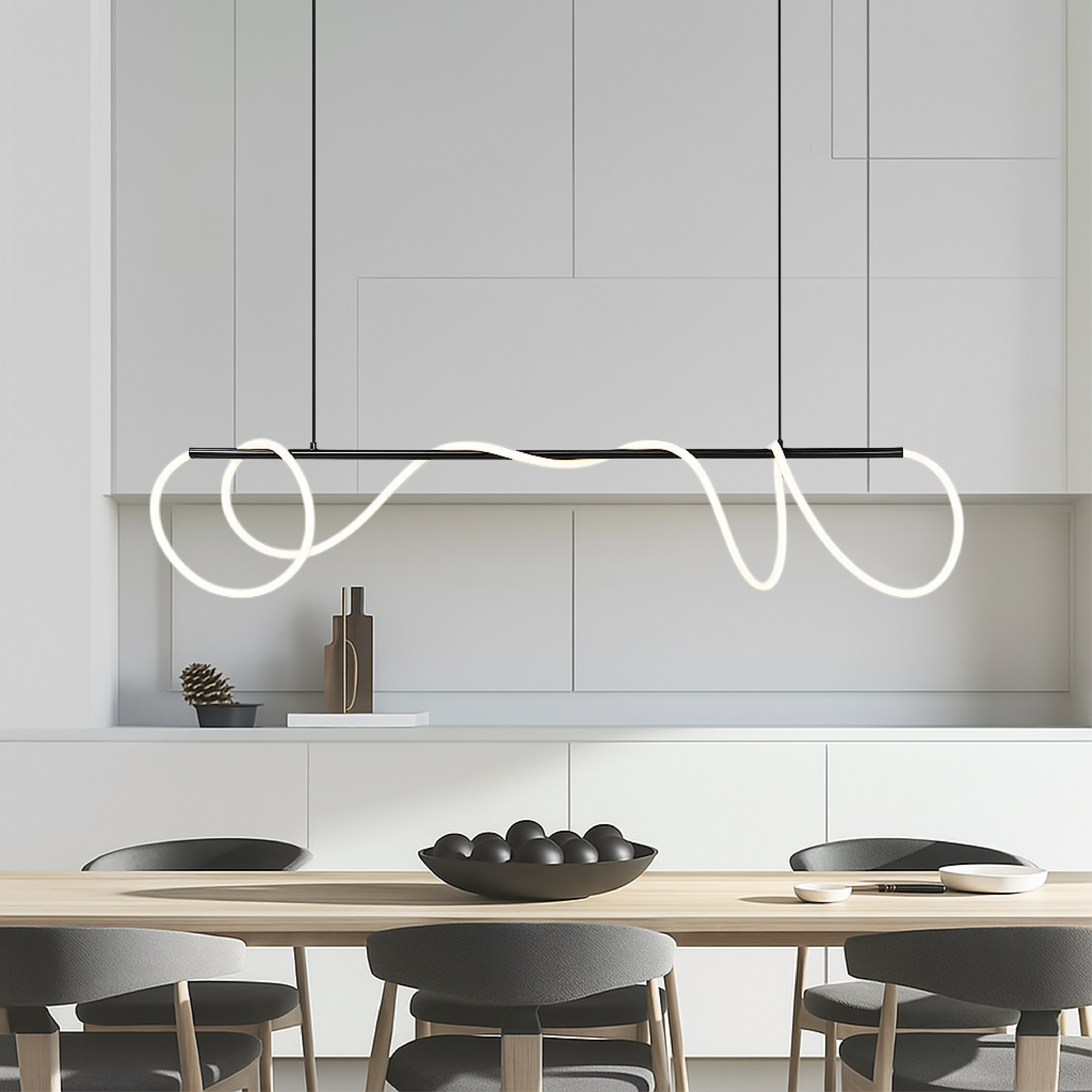 Delyra - Lampada a sospensione lineare per sopra il tavolo da pranzo o la cucina