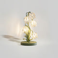 Norellea | Lampada da Tavolo in Vetro Floreale con Base Verde e Illuminazione G4