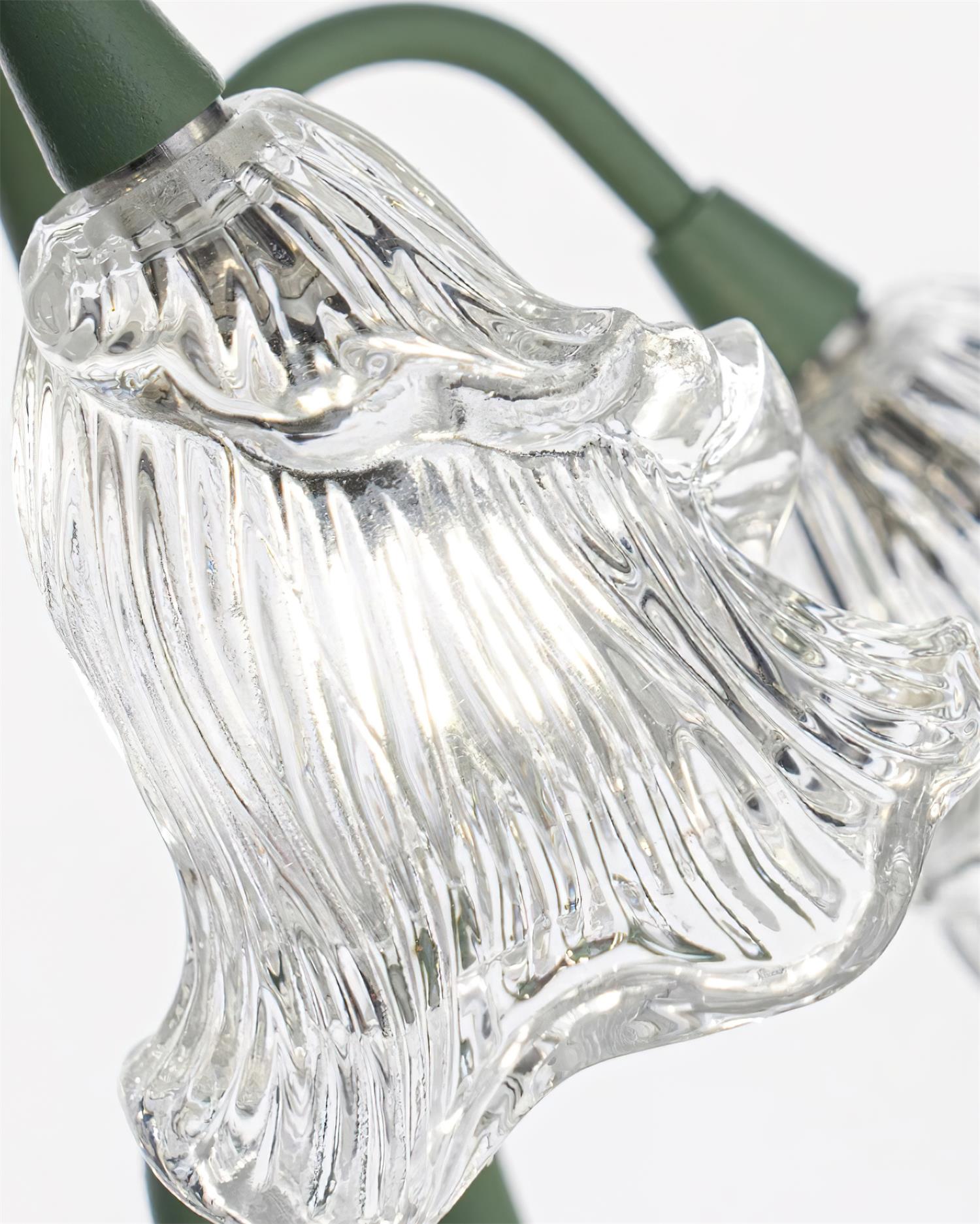 Norellea | Lampada da Tavolo in Vetro Floreale con Base Verde e Illuminazione G4