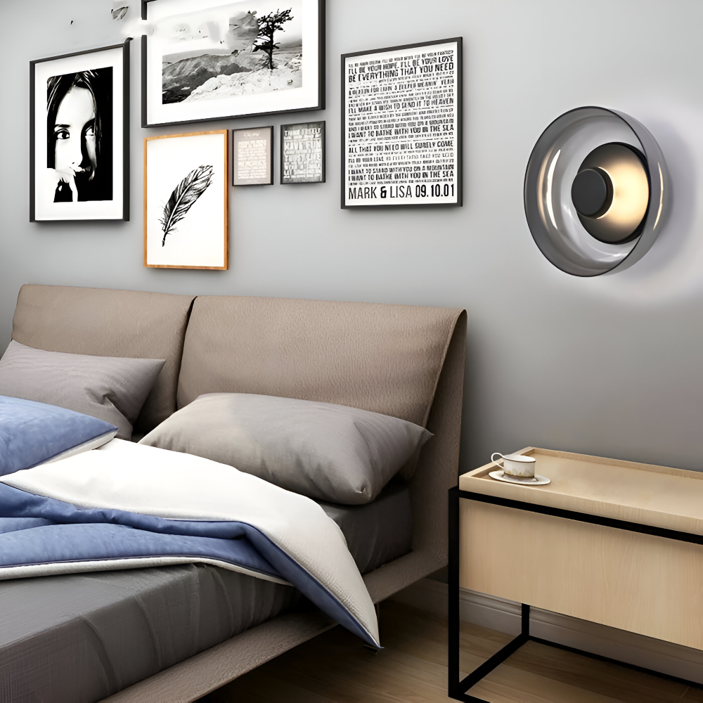 NordBowl – Applique Murale Scandinave Rotonda in Vetro e Alluminio | Illuminazione LED Moderna Nordic