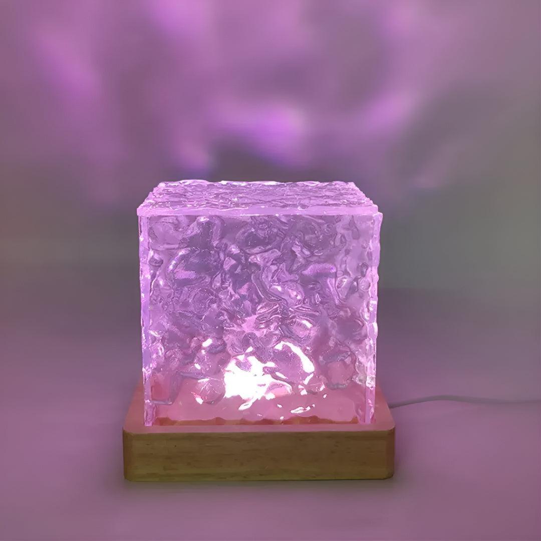 Lampada da Tavolo a Cubo di Vetro Nordico per Luce Ambientale