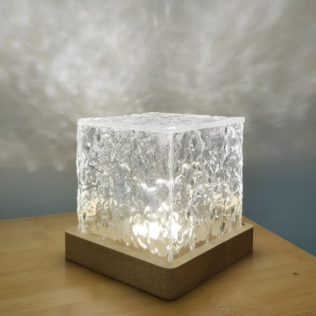 Lampada da Tavolo a Cubo di Vetro Nordico per Luce Ambientale