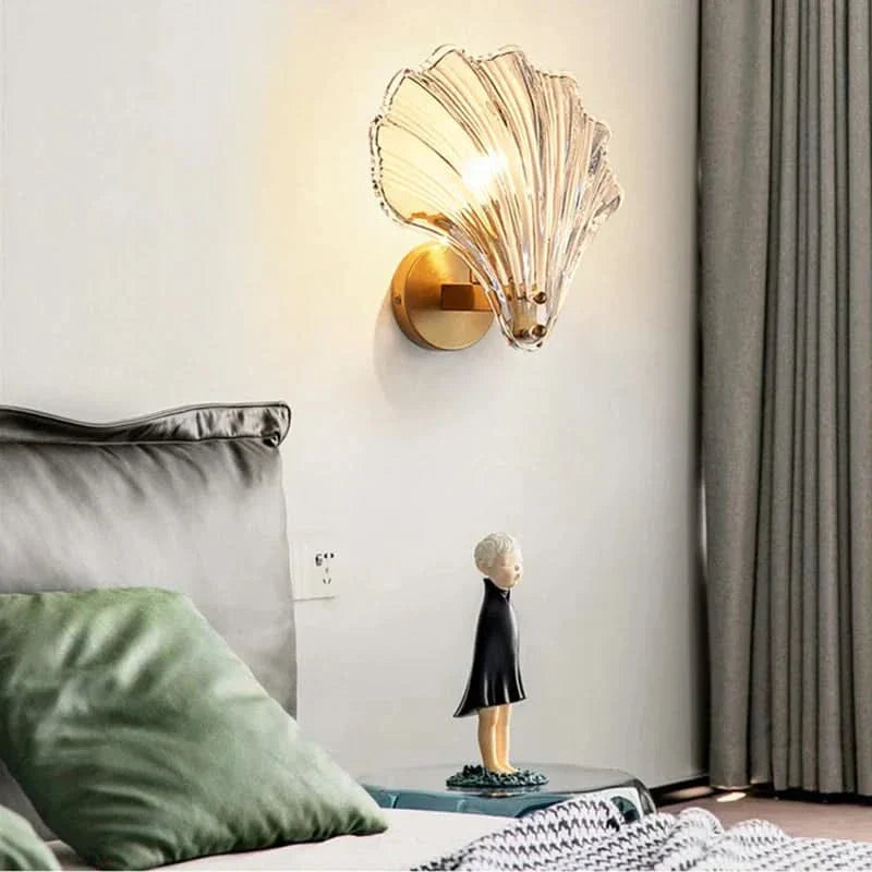 Applique in Vetro a Forma di Conchiglia – Faretto Decorativo LED Caldo