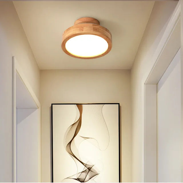 Lampada da soffitto rotonda in legno scandinavo - NordicLuxe