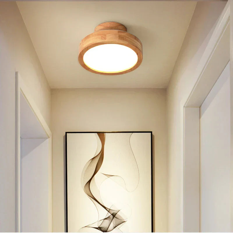Lampada da soffitto rotonda in legno scandinavo - NordicLuxe