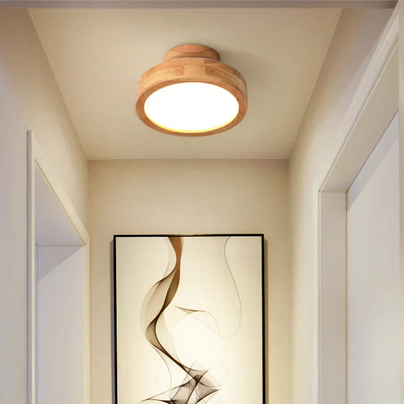 Lampada da soffitto rotonda in legno scandinavo - NordicLuxe