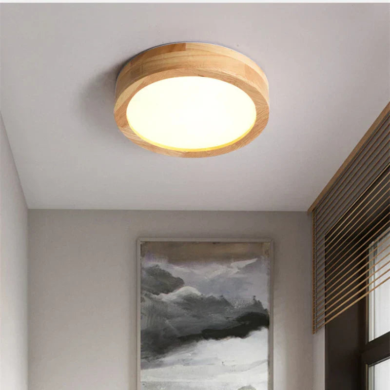 Lampada da soffitto rotonda in legno scandinavo - NordicLuxe