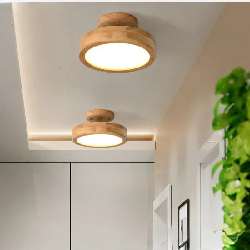 Lampada da soffitto rotonda in legno scandinavo - NordicLuxe