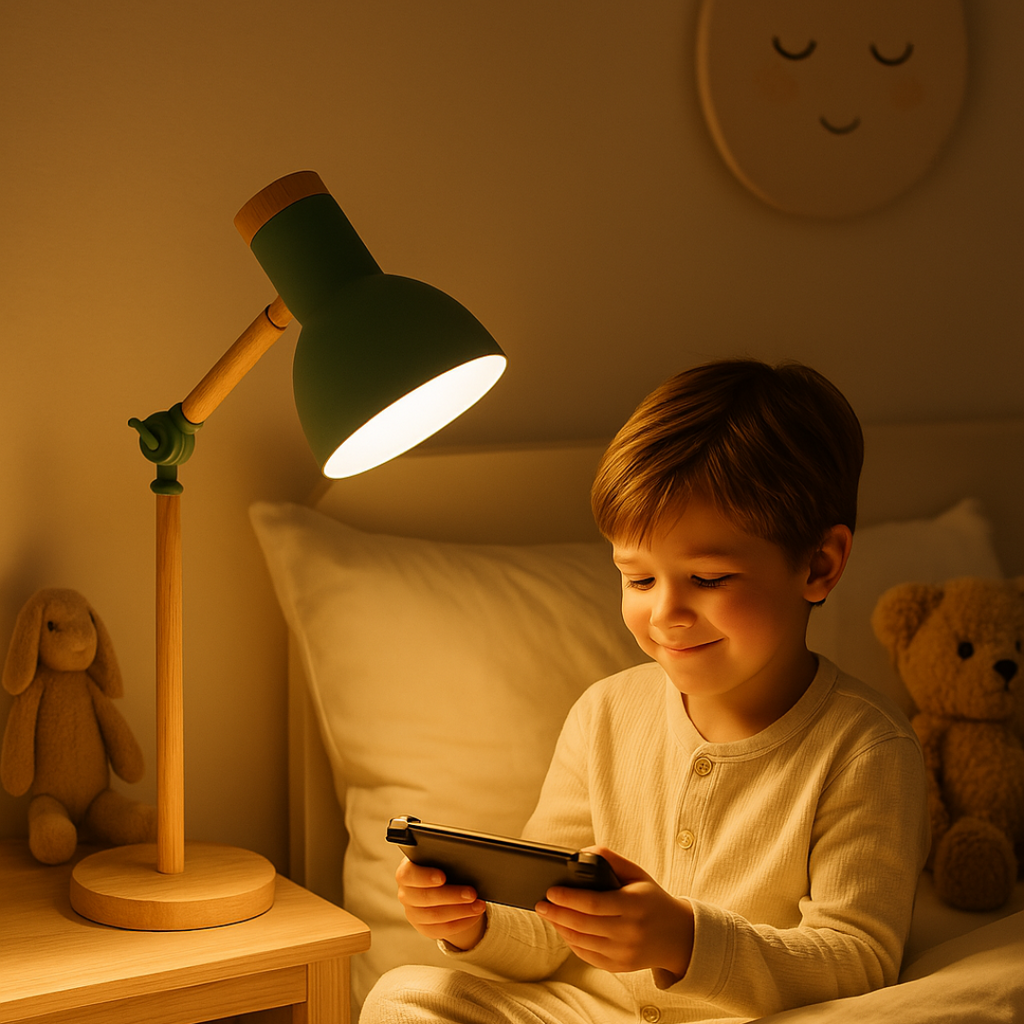 Lampada da tavolo con finitura in legno in stile nordico