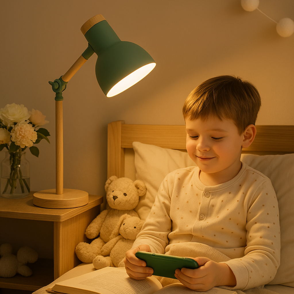 Lampada da tavolo con finitura in legno in stile nordico