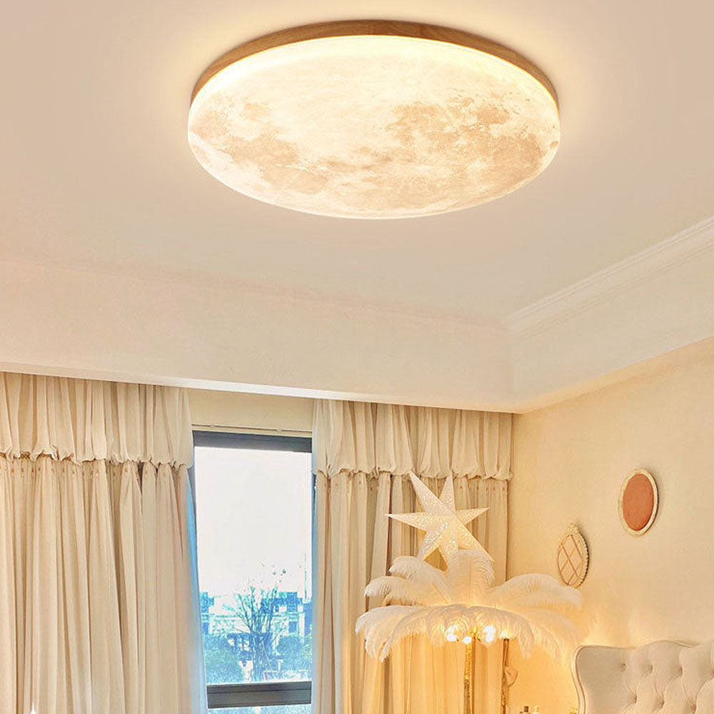 LunaGlow - Lampada da soffitto a forma di luna con illuminazione LED soffusa