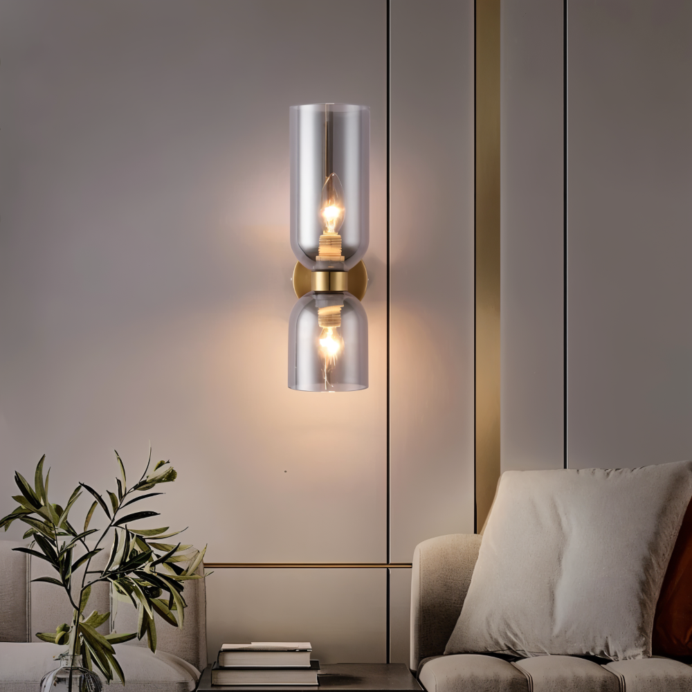 LumoCaps – Lampada da parete moderna in vetro con illuminazione LED Up & Down