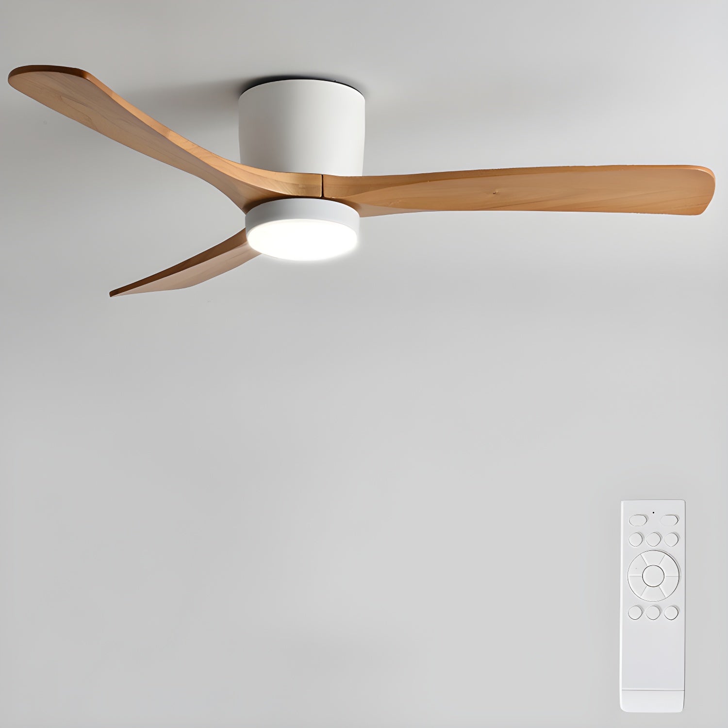 Arvienne | Ventilatore da soffitto in legno nordico con luce LED per camere moderne