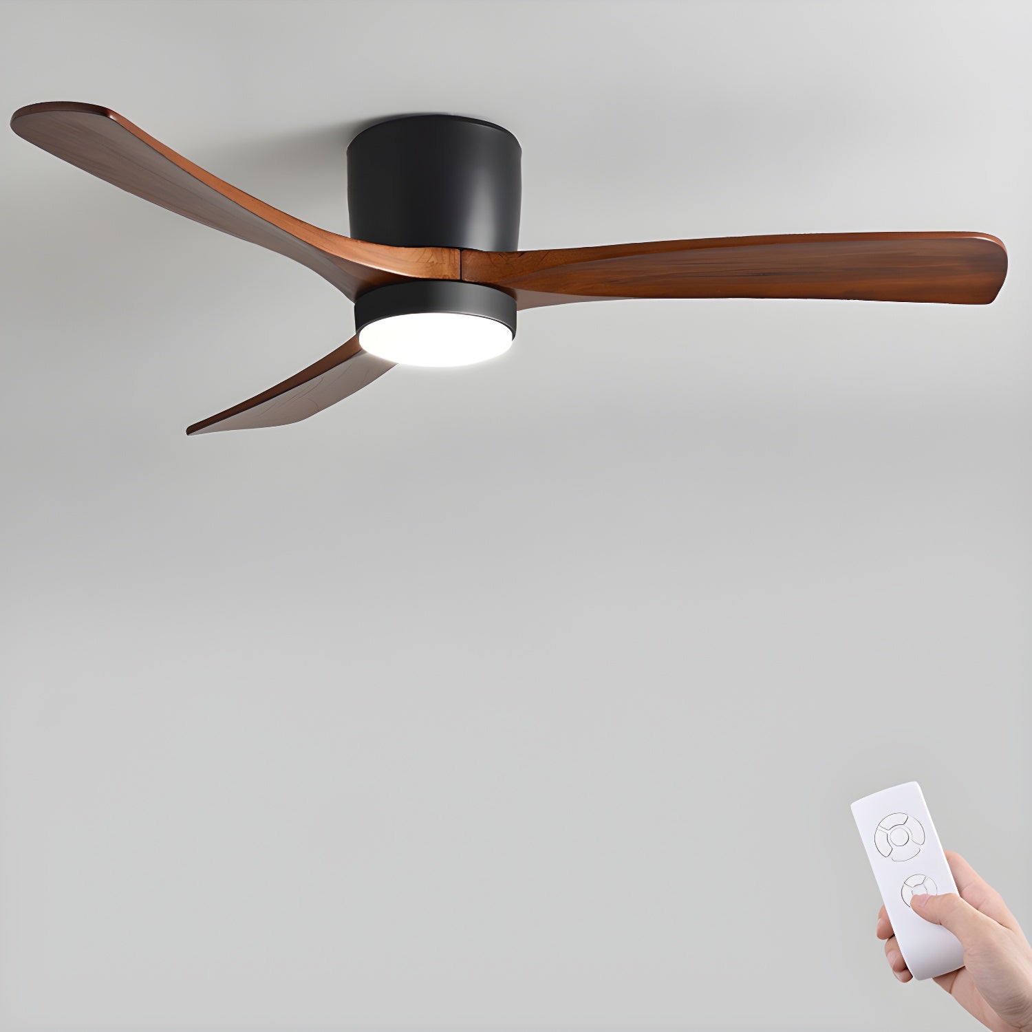 Arvienne | Ventilatore da soffitto in legno nordico con luce LED per camere moderne