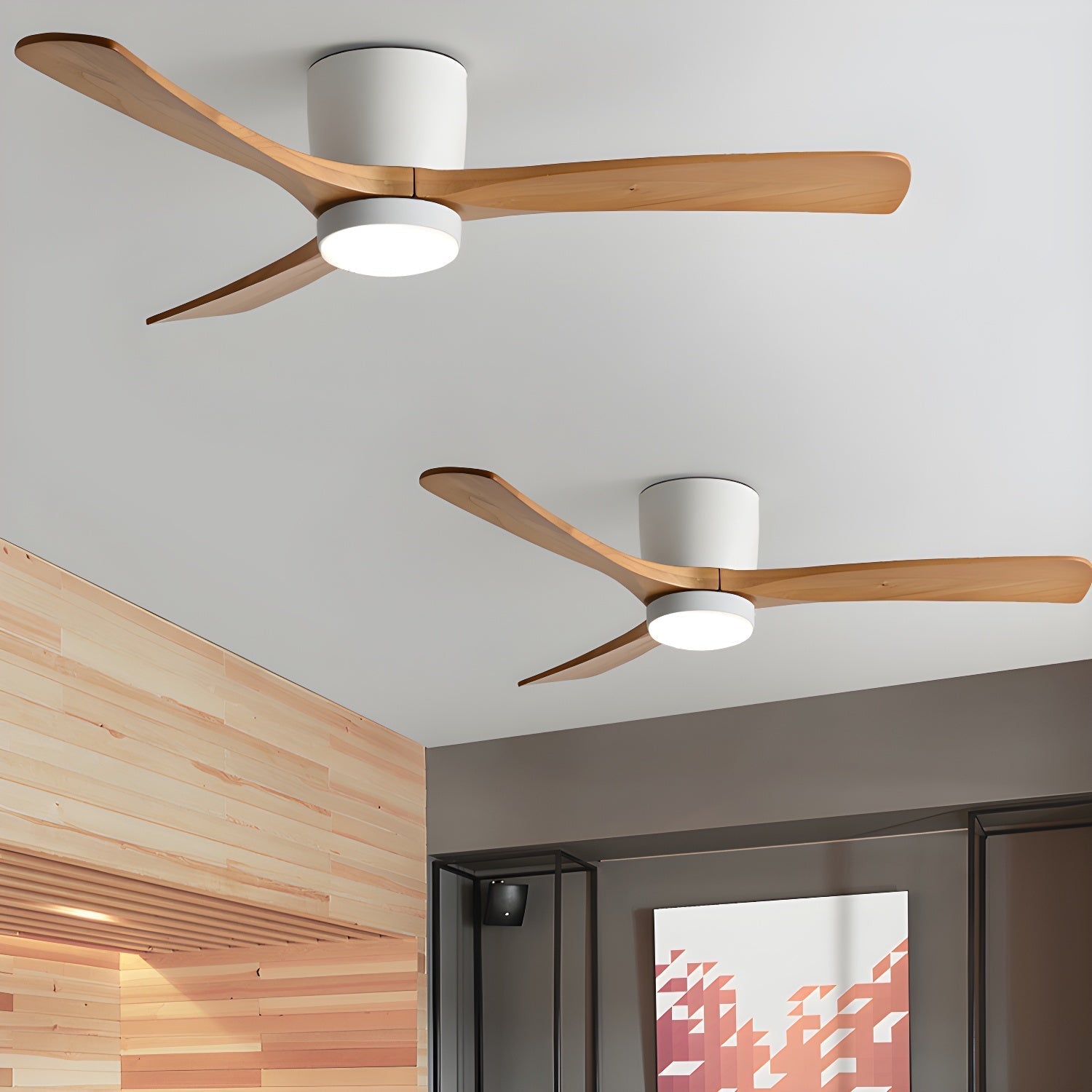 Arvienne | Ventilatore da soffitto in legno nordico con luce LED per camere moderne