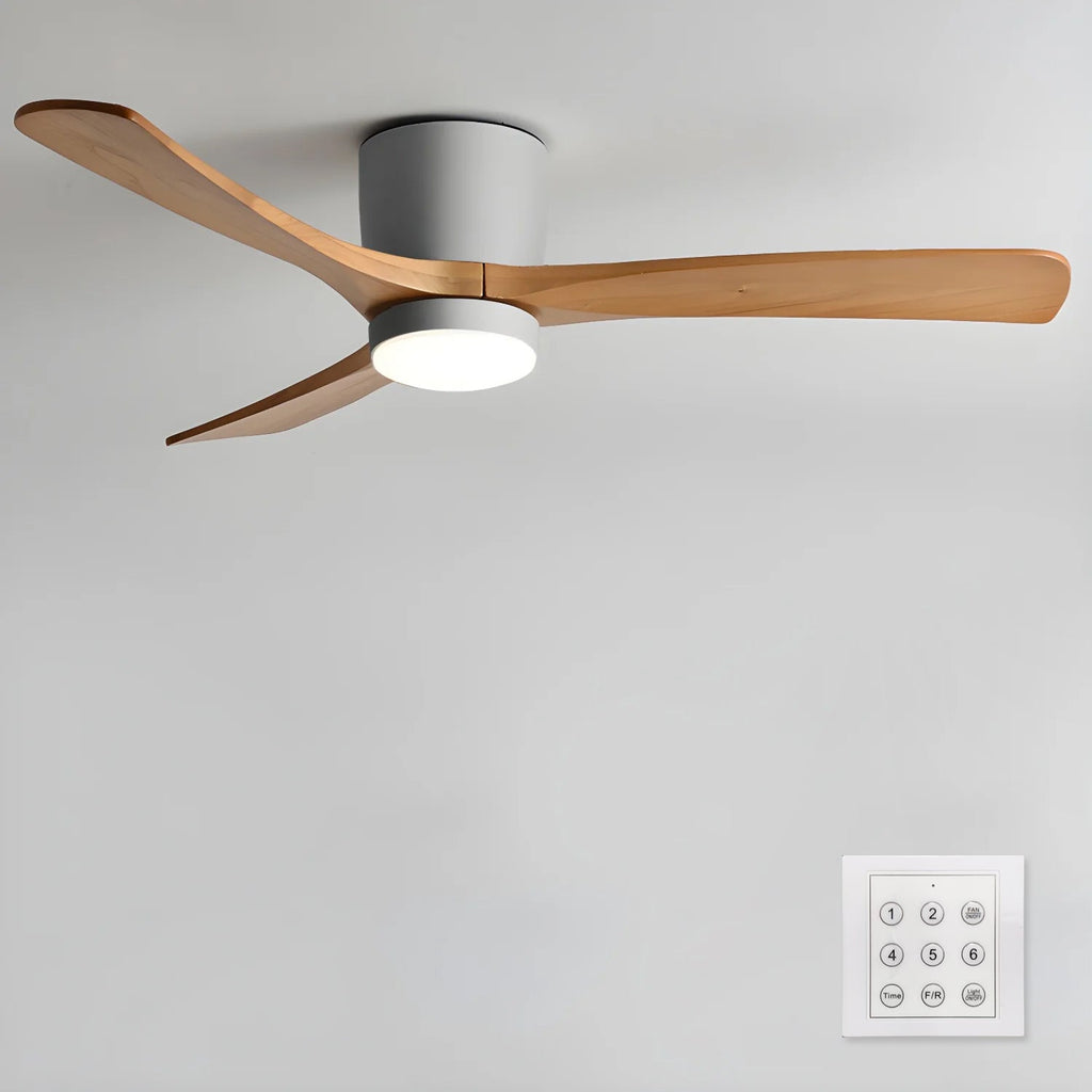 Arvienne | Ventilatore da soffitto in legno nordico con luce LED per camere moderne