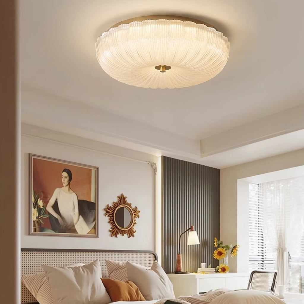 Velrixa | Lampada da soffitto in vetro di lusso moderna con LED a incasso e vetro testurizzato per soggiorno e sala da pranzo