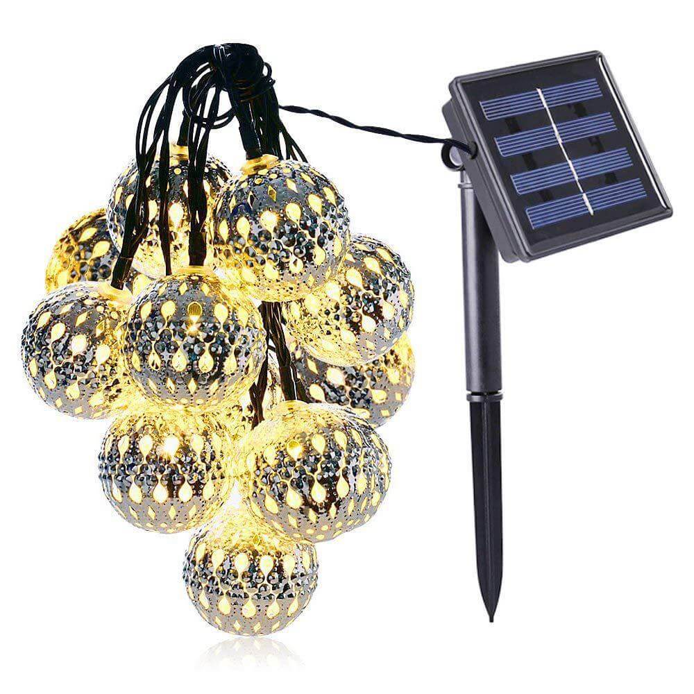 Luci da Giardino Solari a Stringa con Lanterne a Palla Decorate