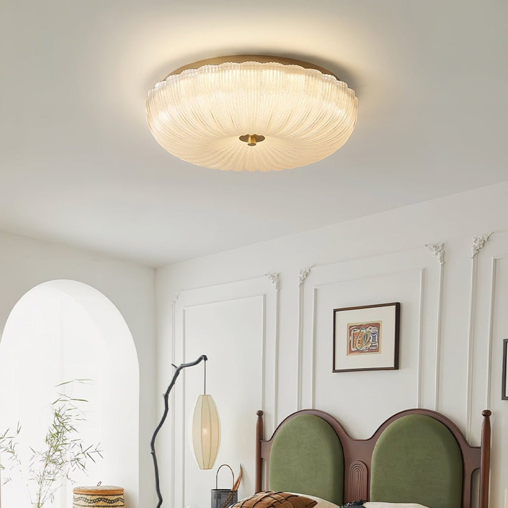 Velrixa | Lampada da soffitto in vetro di lusso moderna con LED a incasso e vetro testurizzato per soggiorno e sala da pranzo
