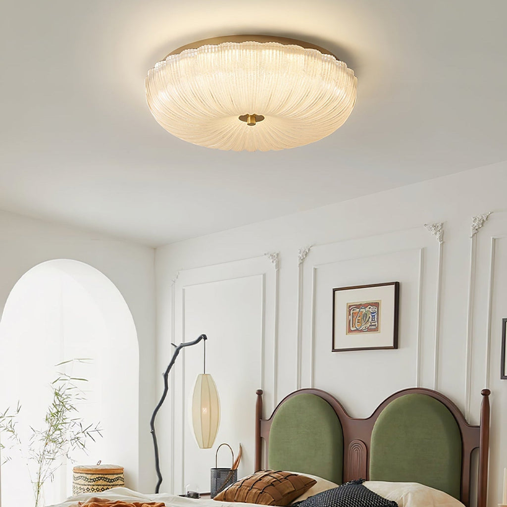 Velrixa | Lampada da soffitto in vetro di lusso moderna con LED a incasso e vetro testurizzato per soggiorno e sala da pranzo