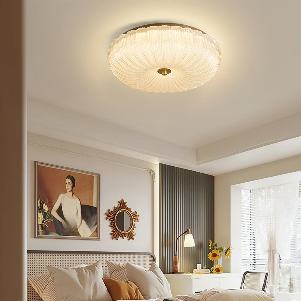 Velrixa | Lampada da soffitto in vetro di lusso moderna con LED a incasso e vetro testurizzato per soggiorno e sala da pranzo