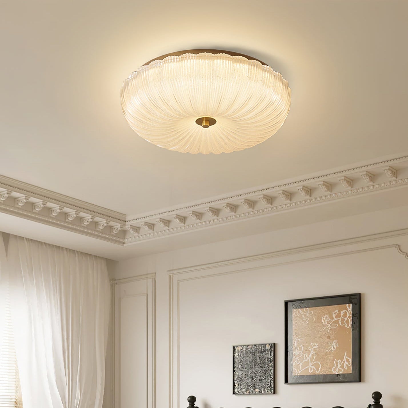 Velrixa | Lampada da soffitto in vetro di lusso moderna con LED a incasso e vetro testurizzato per soggiorno e sala da pranzo