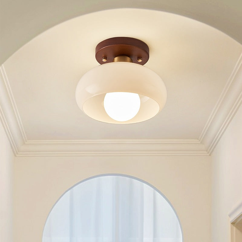 Beau | Lampada da soffitto in vetro crema premium in stile Bauhaus