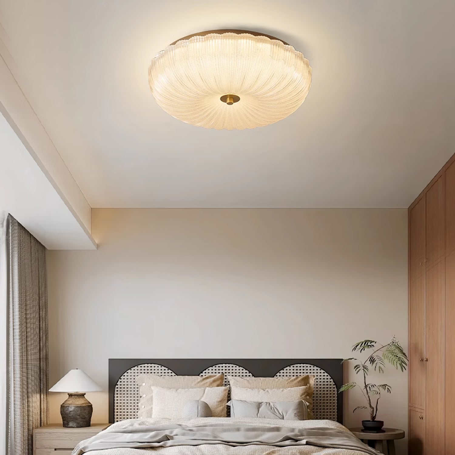 Velrixa | Lampada da soffitto in vetro di lusso moderna con LED a incasso e vetro testurizzato per soggiorno e sala da pranzo