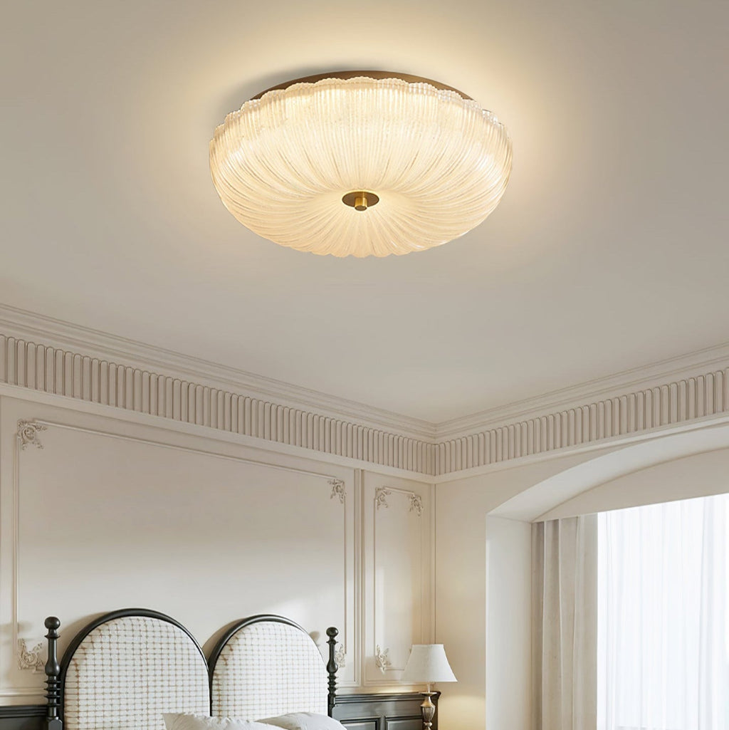 Velrixa | Lampada da soffitto in vetro di lusso moderna con LED a incasso e vetro testurizzato per soggiorno e sala da pranzo