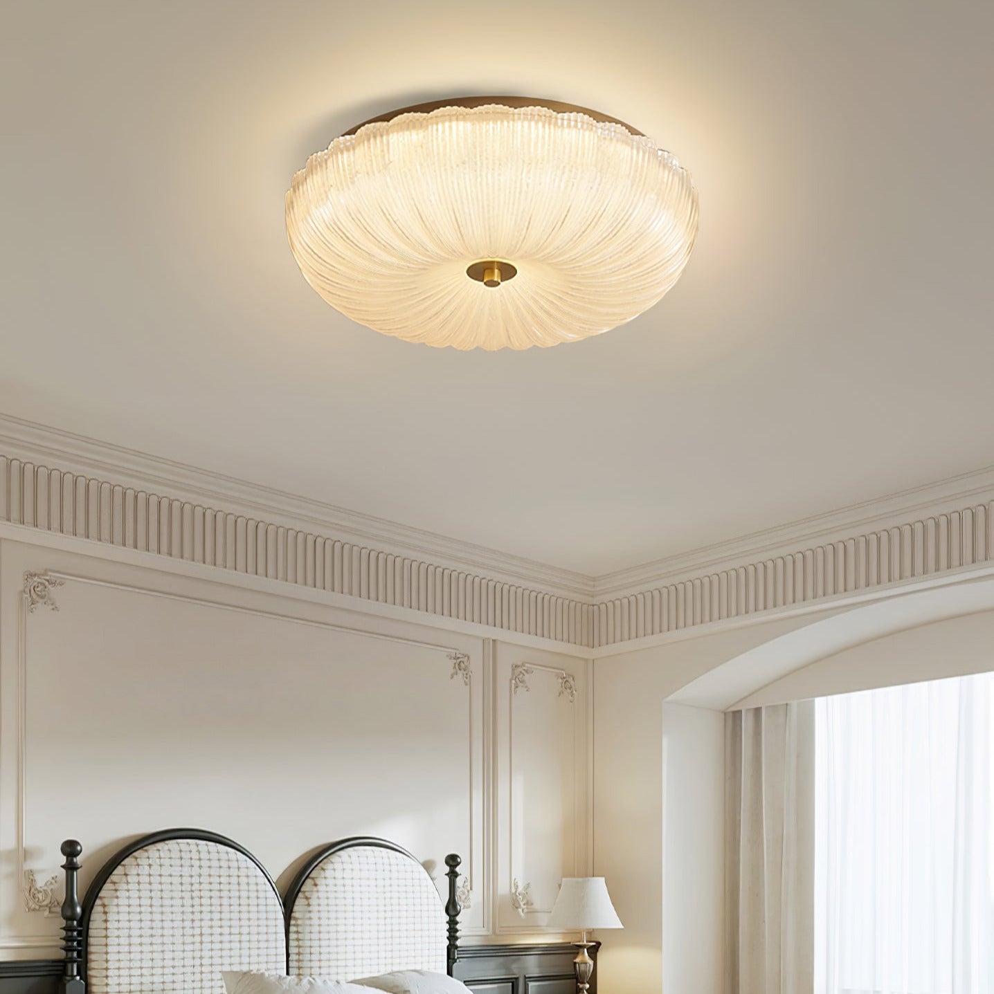 Velrixa | Lampada da soffitto in vetro di lusso moderna con LED a incasso e vetro testurizzato per soggiorno e sala da pranzo