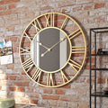 Orologio da Parete in Metallo Vintage Grande con Specchio 39cm
