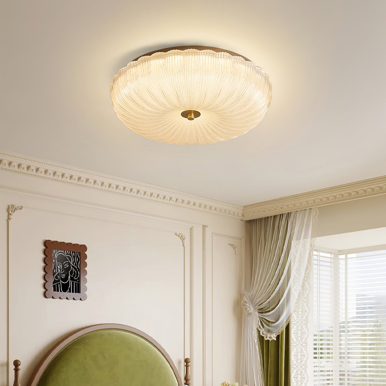 Velrixa | Lampada da soffitto in vetro di lusso moderna con LED a incasso e vetro testurizzato per soggiorno e sala da pranzo
