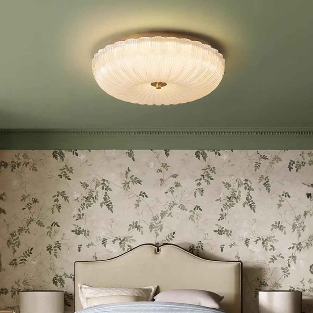 Velrixa | Lampada da soffitto in vetro di lusso moderna con LED a incasso e vetro testurizzato per soggiorno e sala da pranzo