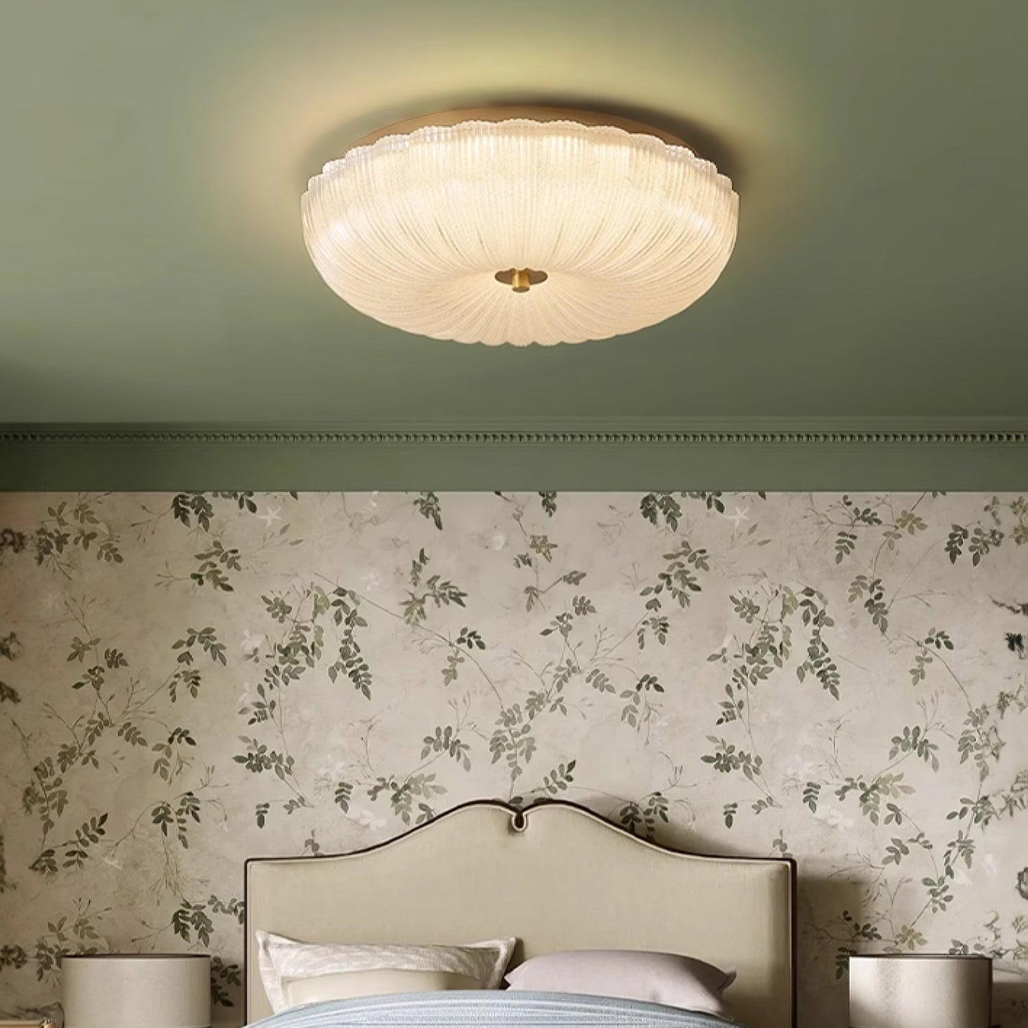 Velrixa | Lampada da soffitto in vetro di lusso moderna con LED a incasso e vetro testurizzato per soggiorno e sala da pranzo